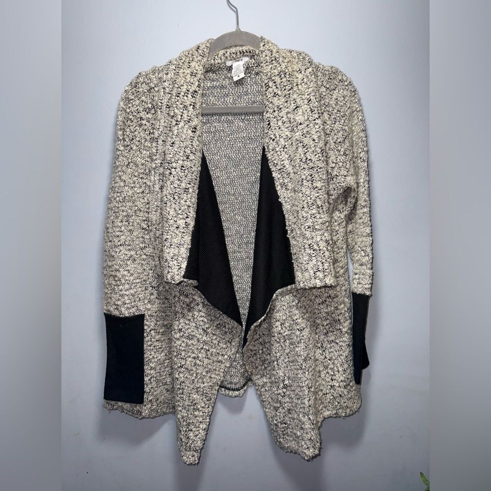 Bar III Wool Blend Gray Open Front waterfall style Cardigan Size Medium EUC